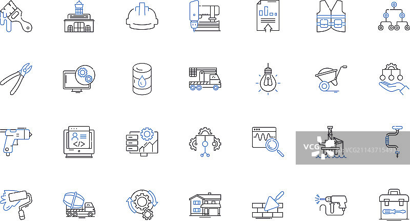 建筑行业线性图标合集图片素材