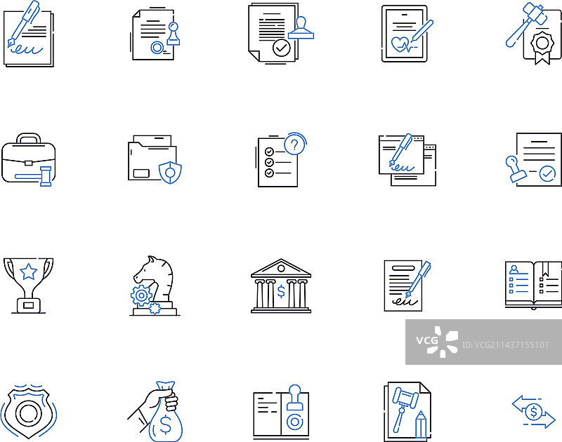 授权的线条图标集合图片素材