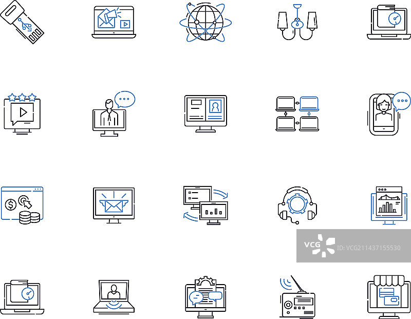 信息时代线性图标合集图片素材