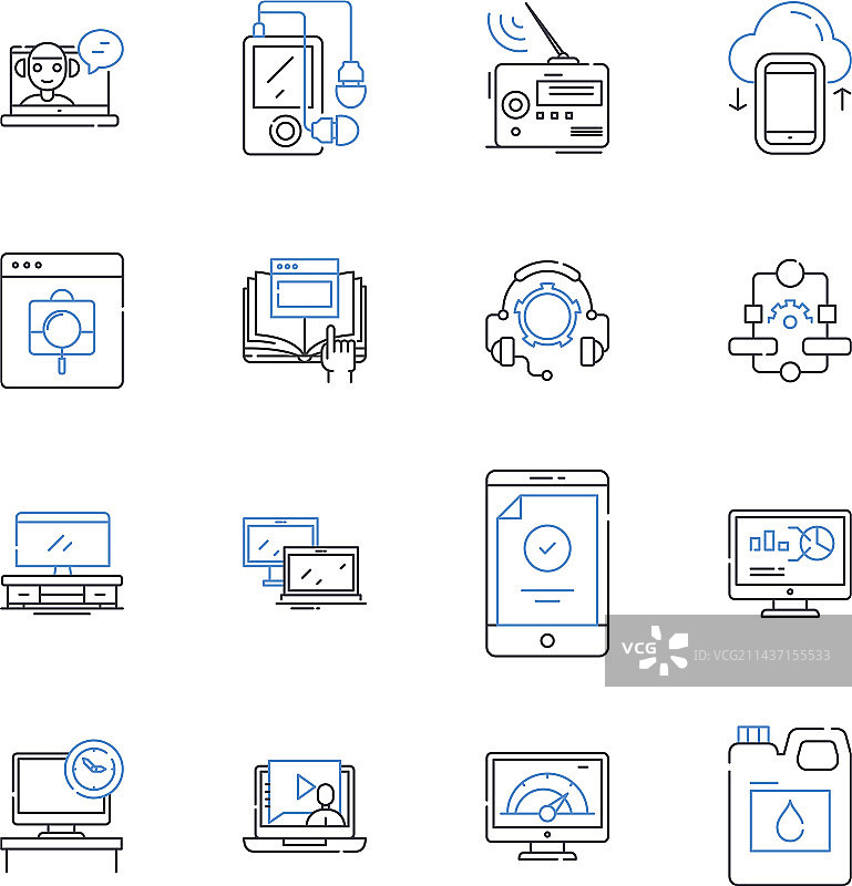古董物品和文章线性图标集合图片素材