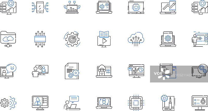 网络站点线性图标安全合集图片素材