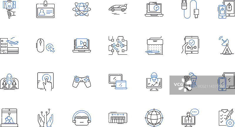 智能设备线性图标集，物联网Alexa图片素材