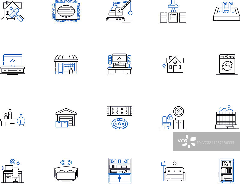 建筑更新线性图标合集图片素材