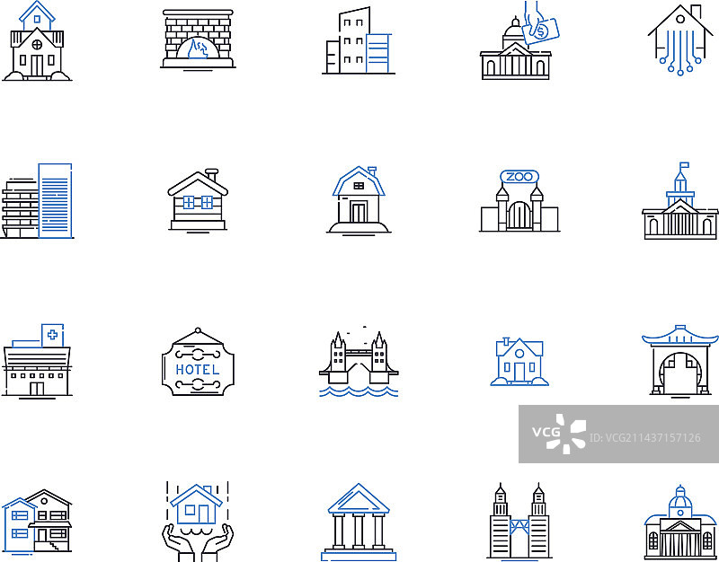 房产权属线性图标合集标题图片素材