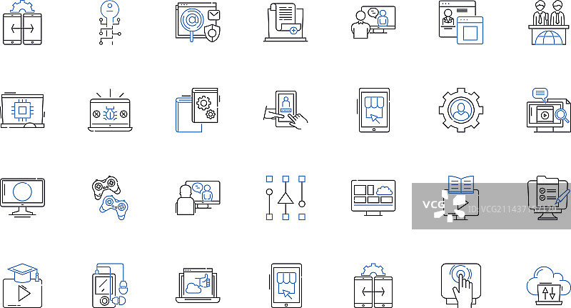 未来主义单元线性图标网络集合图片素材