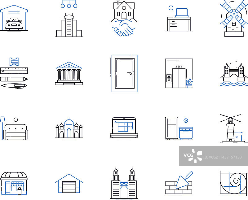 住宿选择线性图标：酒店图片素材