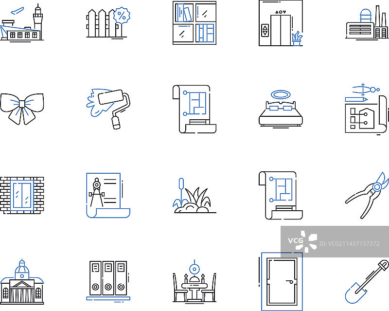 时尚机构线性图标合集图片素材