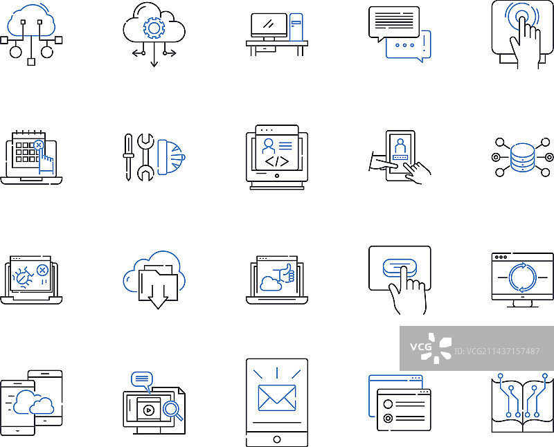 高科技工具线性图标合集：机器人图片素材