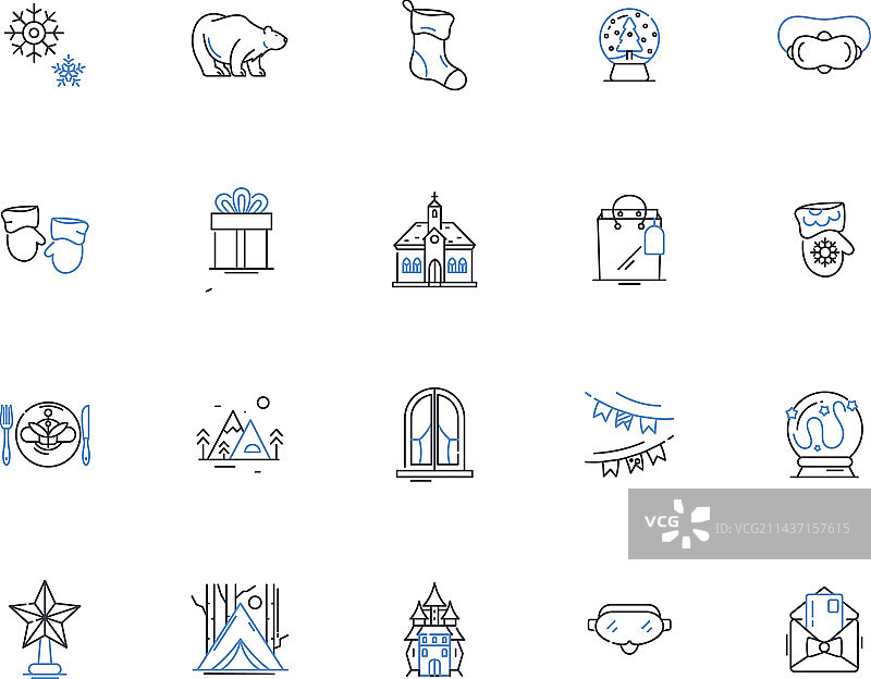 圣诞节线性图标合集图片素材