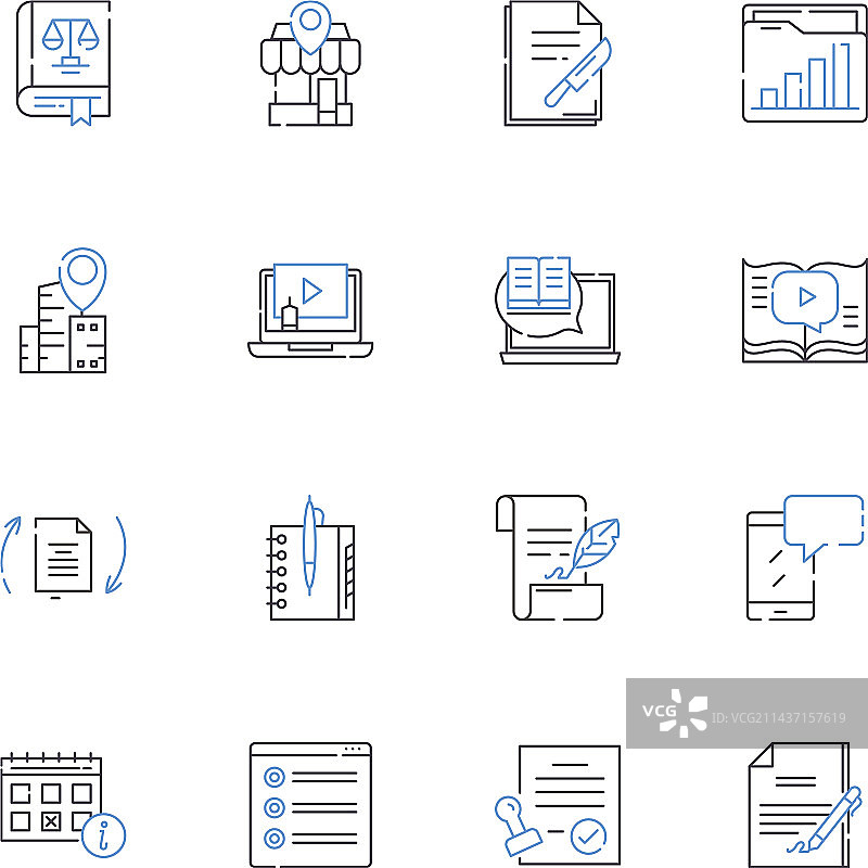 书写用具线性图标集合图片素材