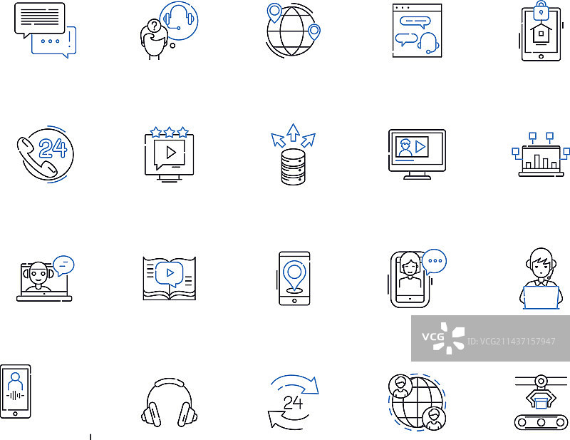 音频通信线路图标集图片素材