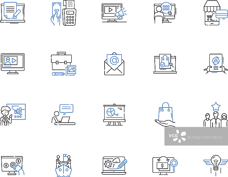 创业起步线条图标合集图片素材