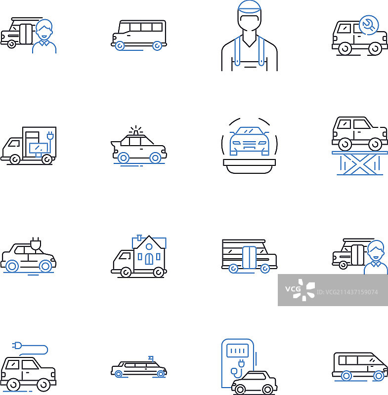 气垫船与交通线性图标图片素材