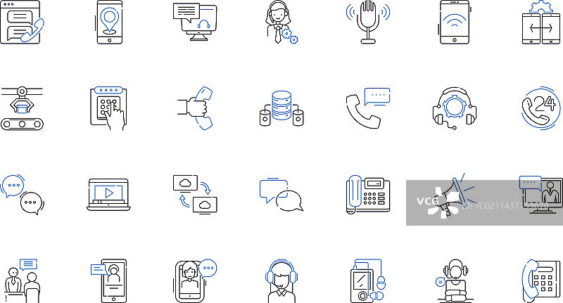 电脑网络线性图标集图片素材