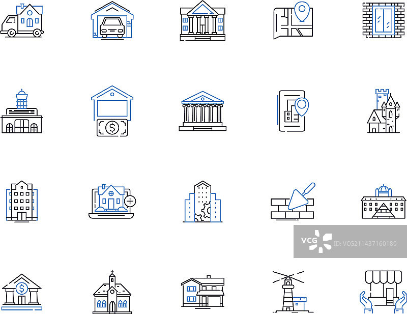 财富增长线性图标投资合集图片素材