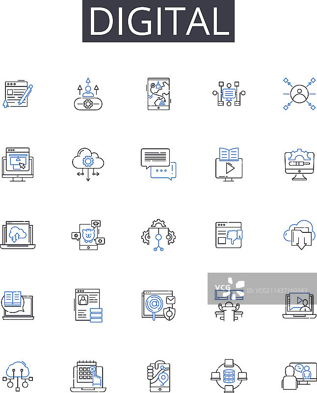 在线电子产品数字线条图标合集图片素材