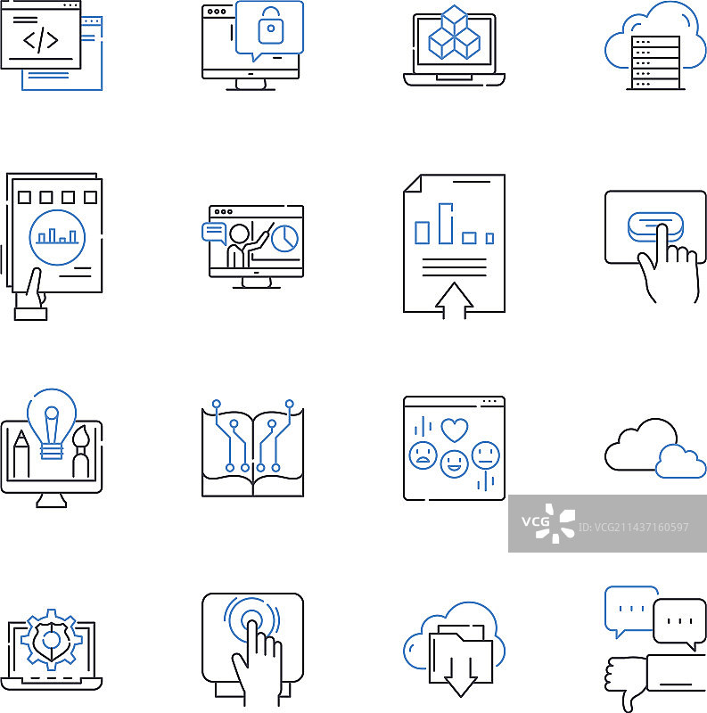移动应用程序线性图标合集图片素材