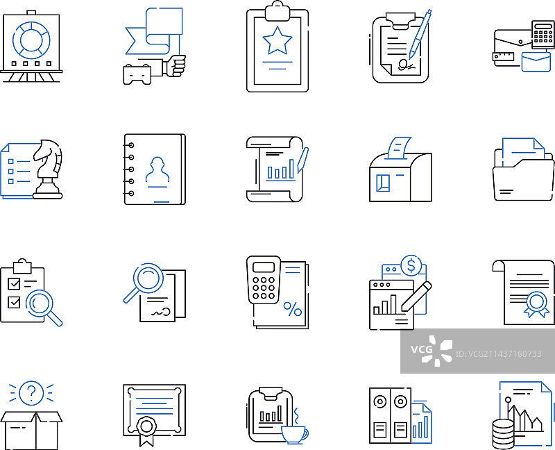 金融文件线性图标合集图片素材