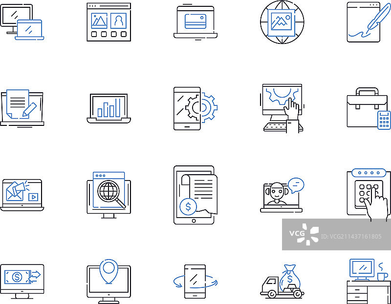 Web市场线条图标系列电子商务图片素材