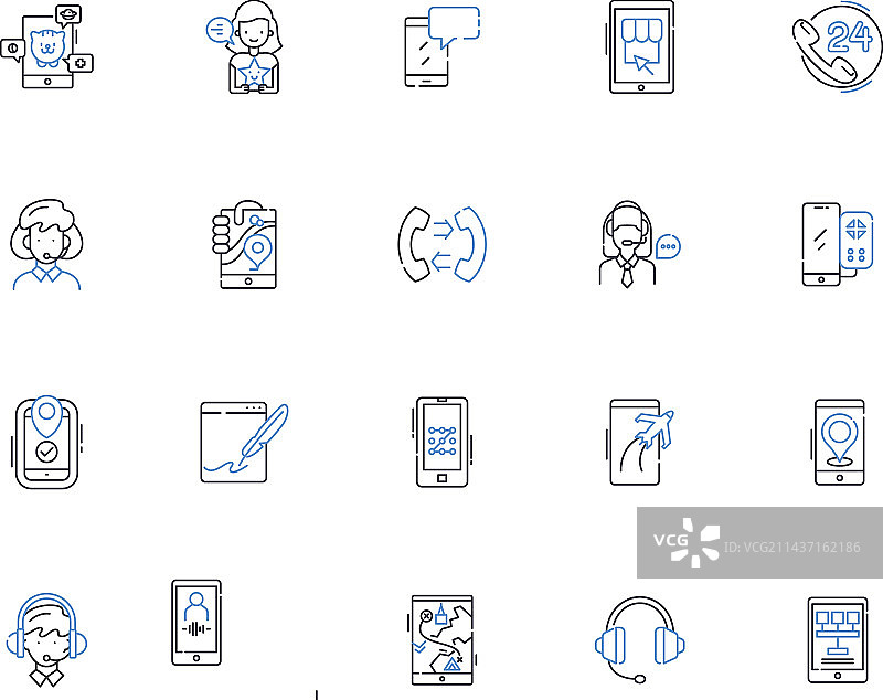 通信器线性图标集合图片素材