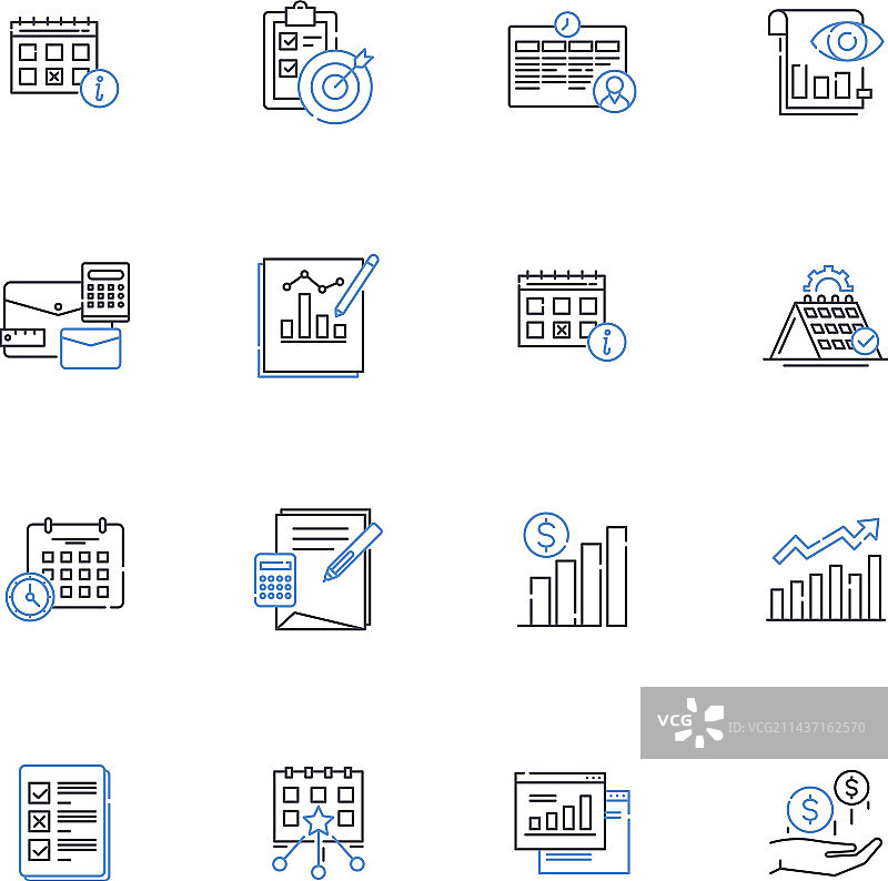 备忘录便签线性图标合集图片素材