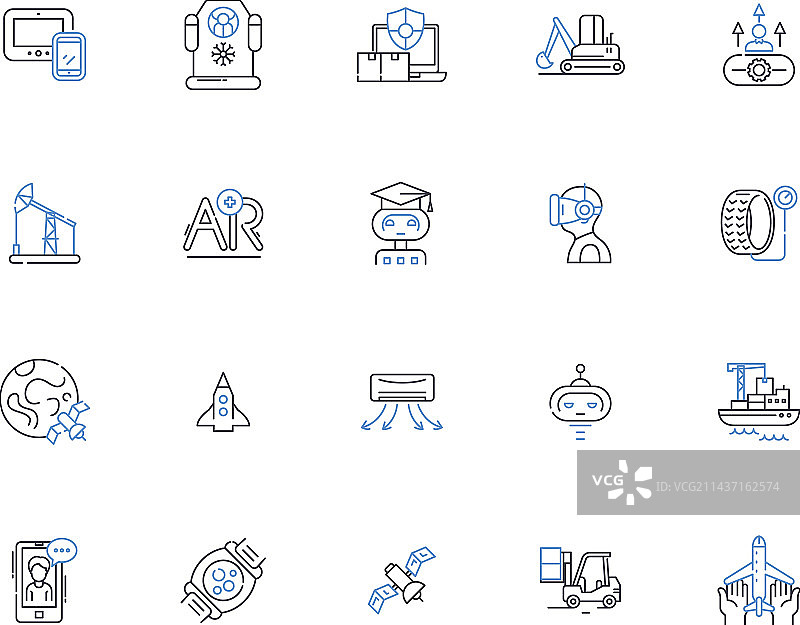 自动化机械线性图标合集图片素材