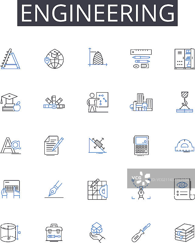 工程线条图标集合设计图片素材