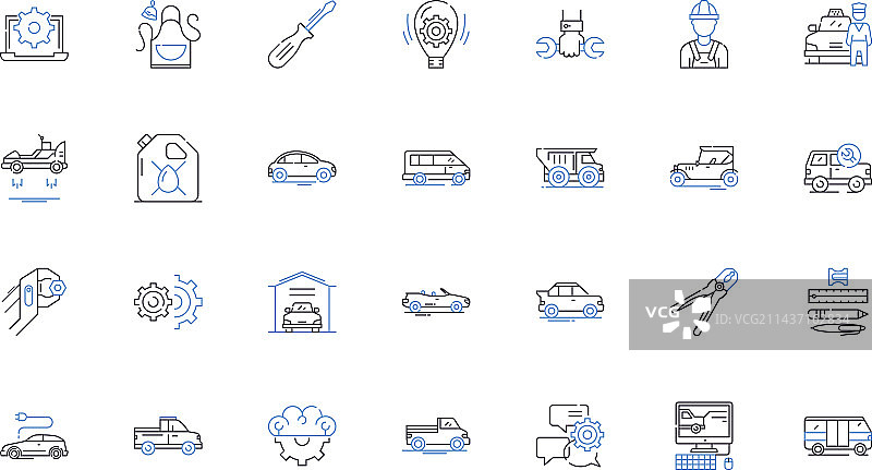 汽车维修诊断线性图标图片素材