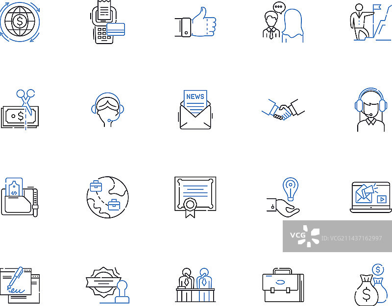公司文化价值观线性图标合集图片素材