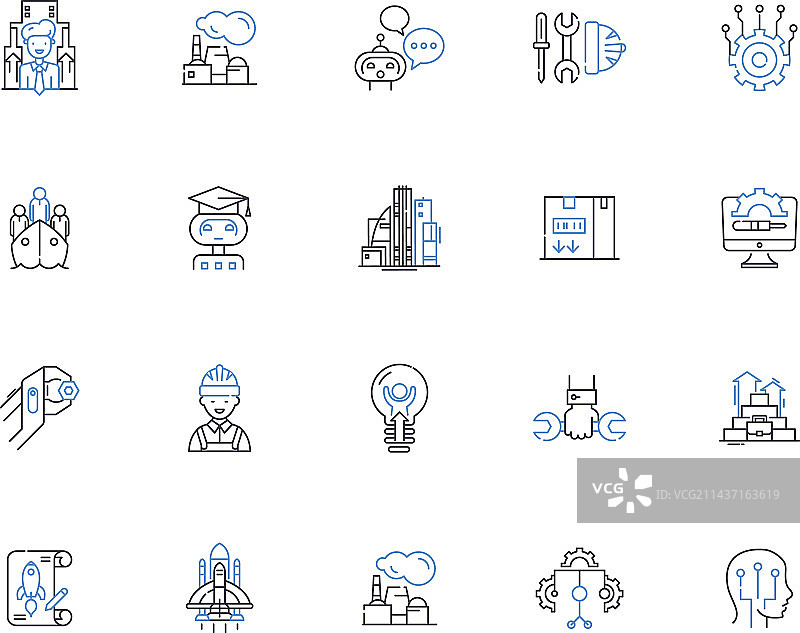 电路电子产品线性图标合集图片素材