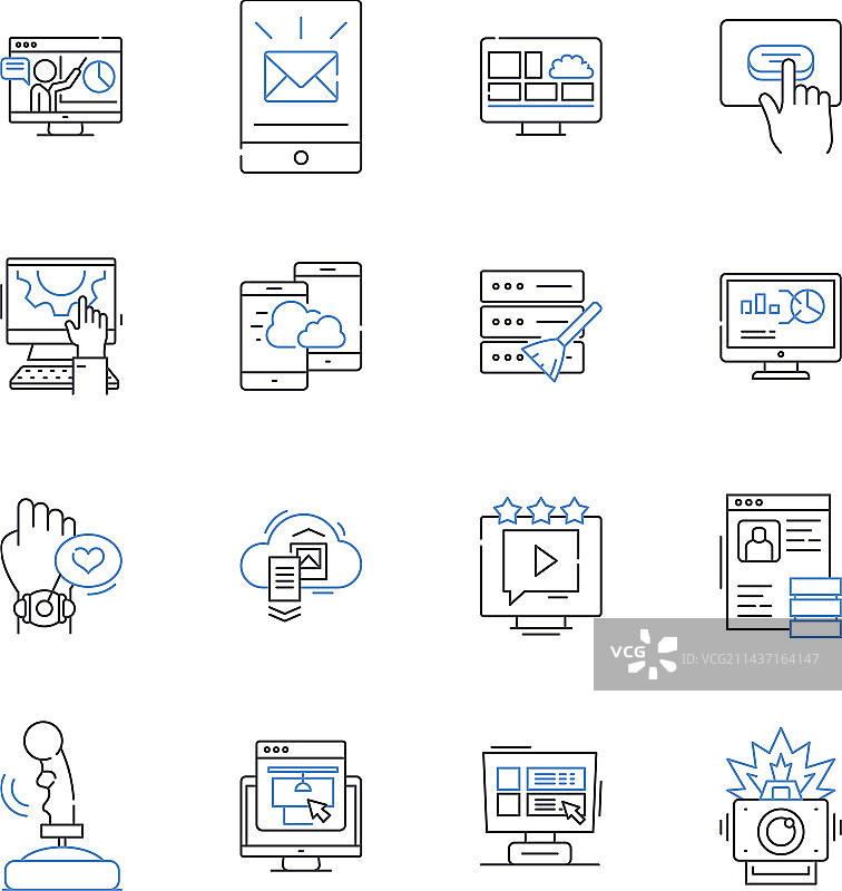 量子计算线性图标合集图片素材