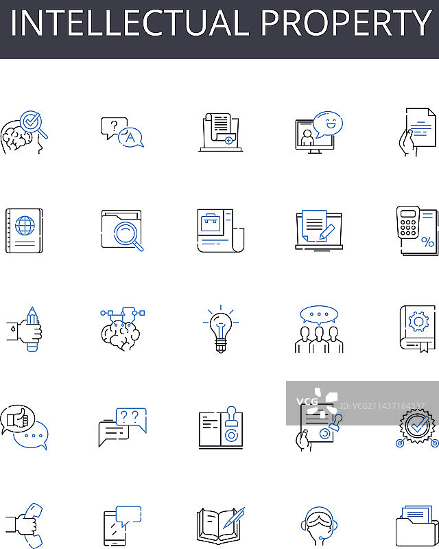 知识产权线性图标合集图片素材