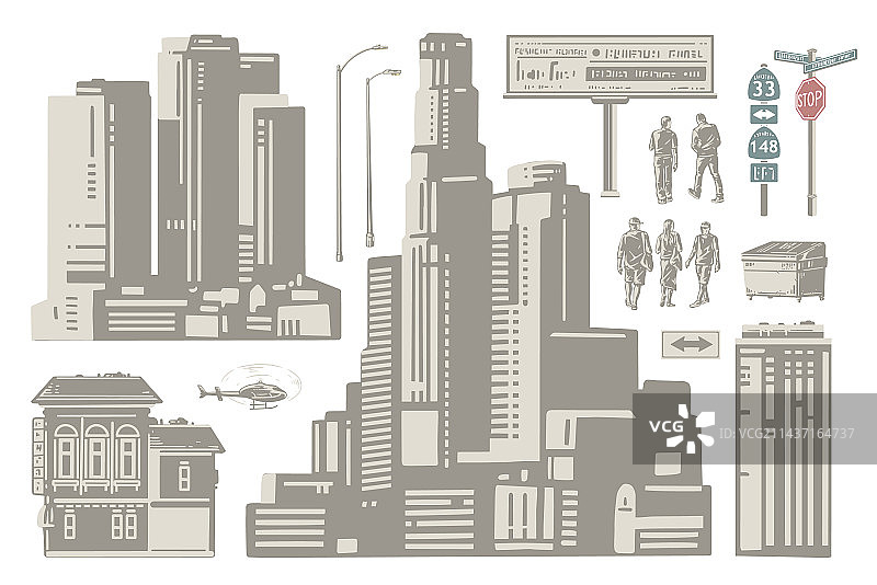 现代城市单色元素图片素材