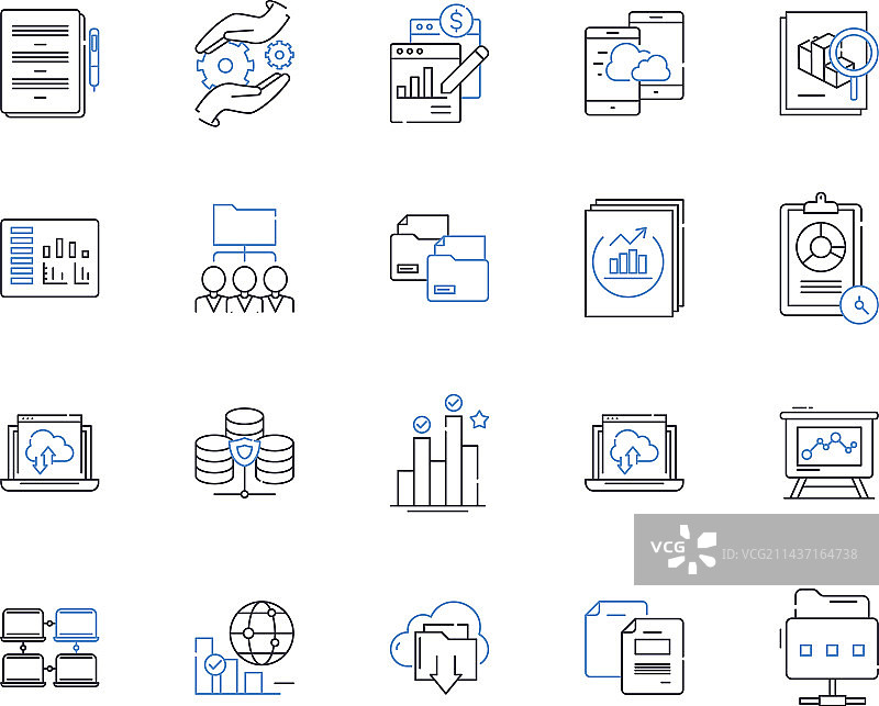 数据分析仪器线性图标合集图片素材