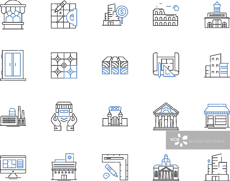 临时居留线图标集合图片素材