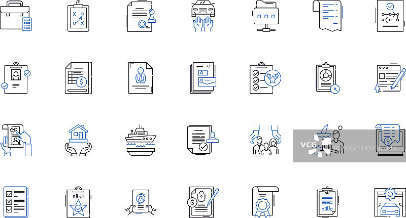 合同线条图标合集图片素材