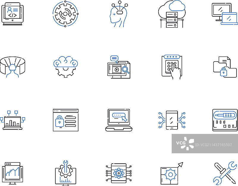 彩色绘画线条图标合集图片素材