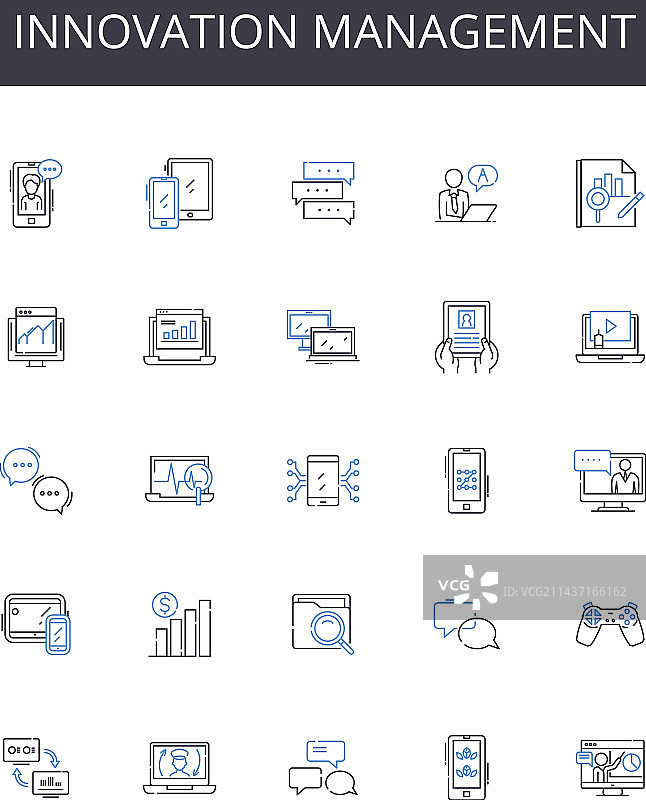 创新管理线性图标合集图片素材