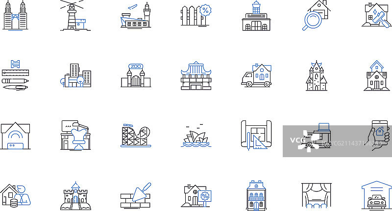 屋顶线条图标合集：瓦片和屋面图片素材