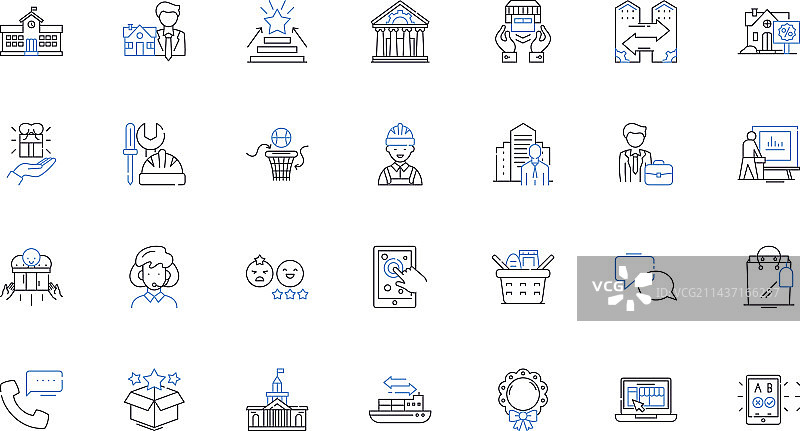 熙熙攘攘的线条图标合集图片素材