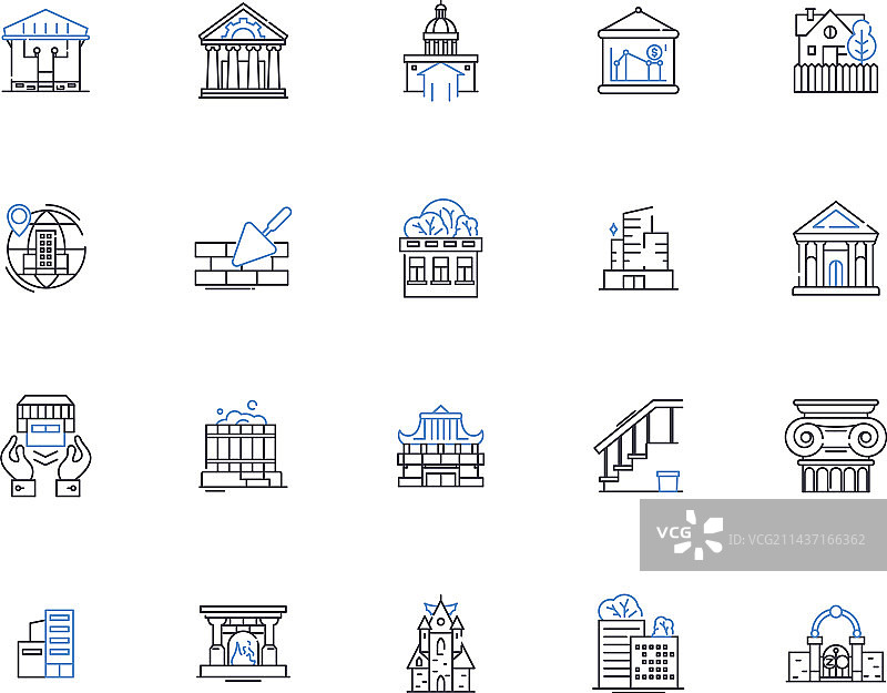 花束花卉设计线性图标合集图片素材