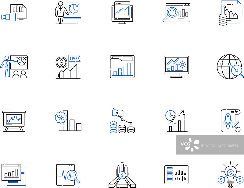 经验数据线性图标统计集合图片素材