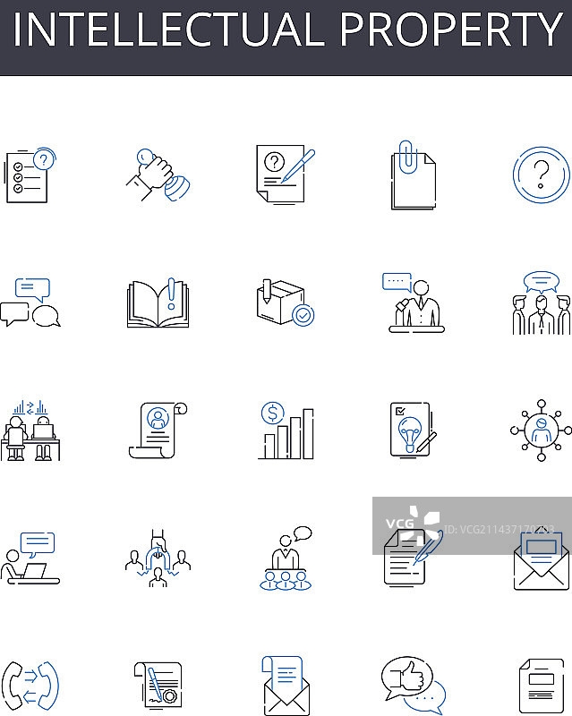 知识产权线性图标合集图片素材