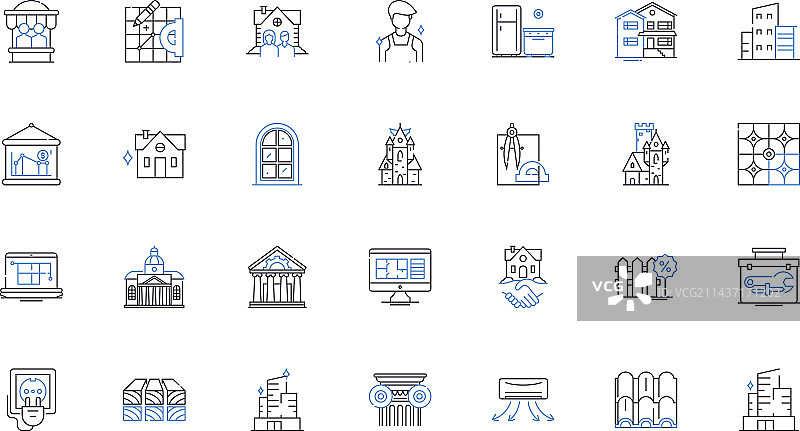 豪华别墅庄园线条图标合集图片素材