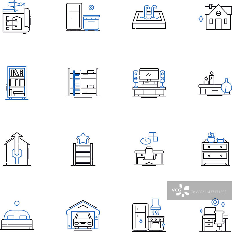花园改造线性图标系列图片素材