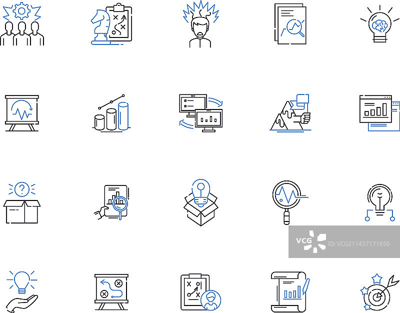 项目管理线性图标集合规划图片素材