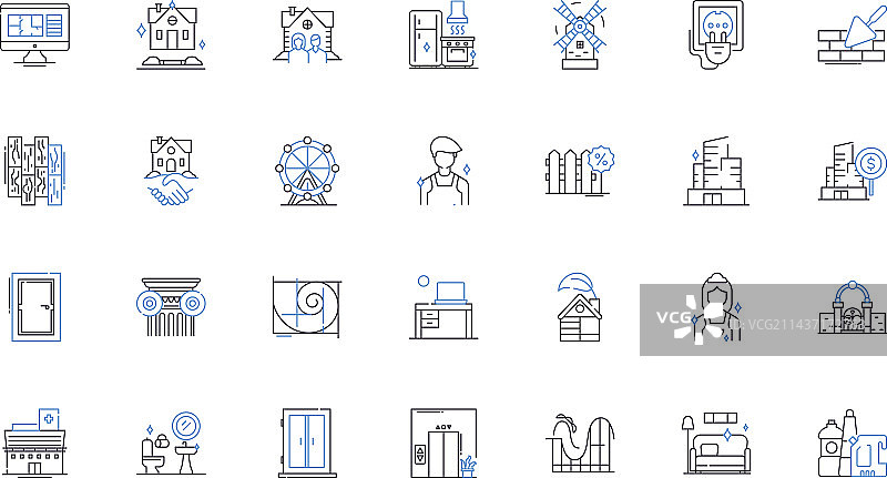 栖息地线性图标集合：森林与丛林图片素材