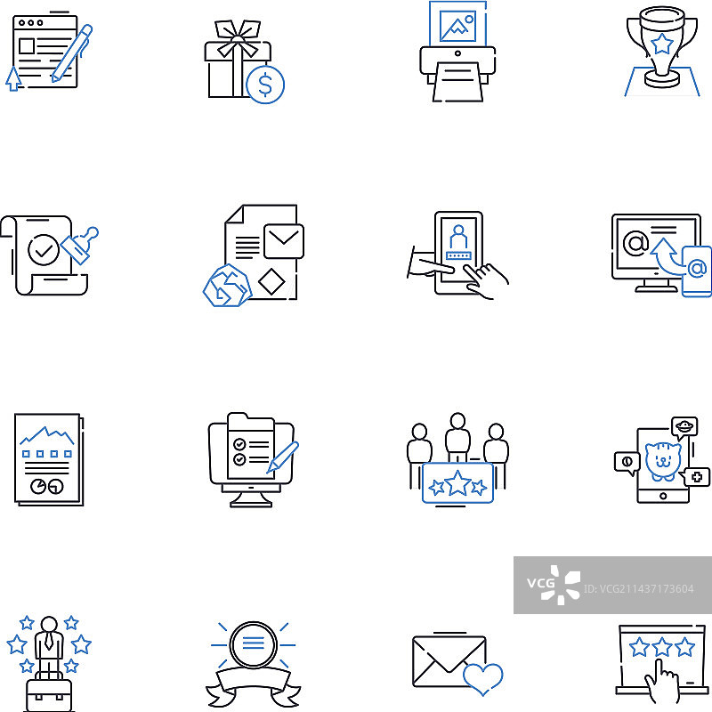 连锁店线性图标集合特许经营图片素材