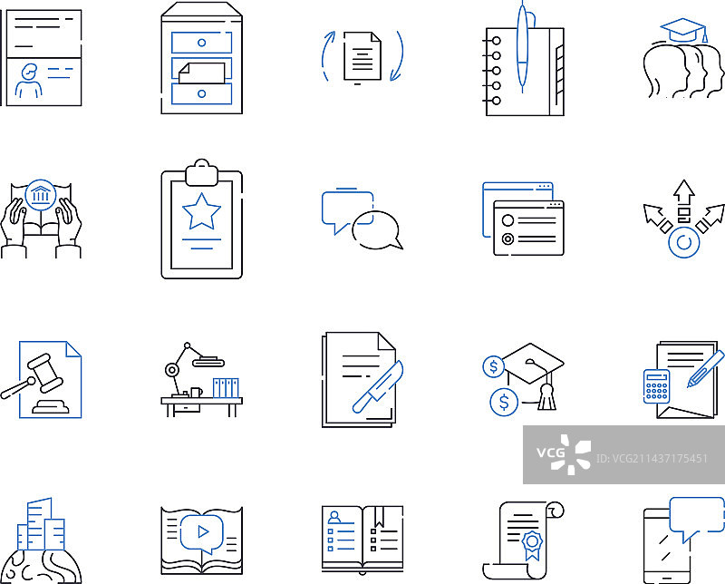 书写工具线条图标合集图片素材