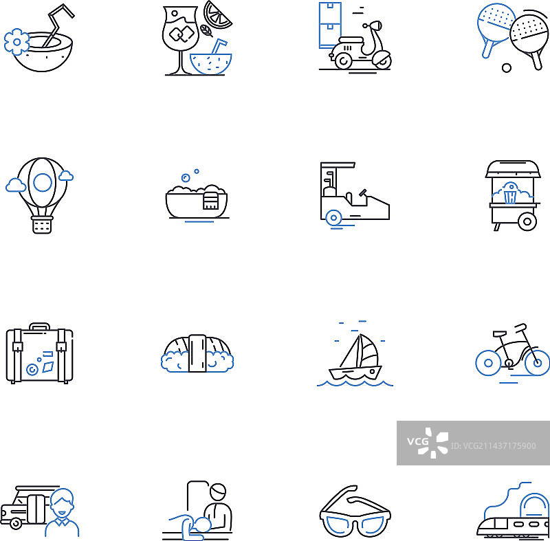 亚洲美食线性图标合集：点心、拉面图片素材